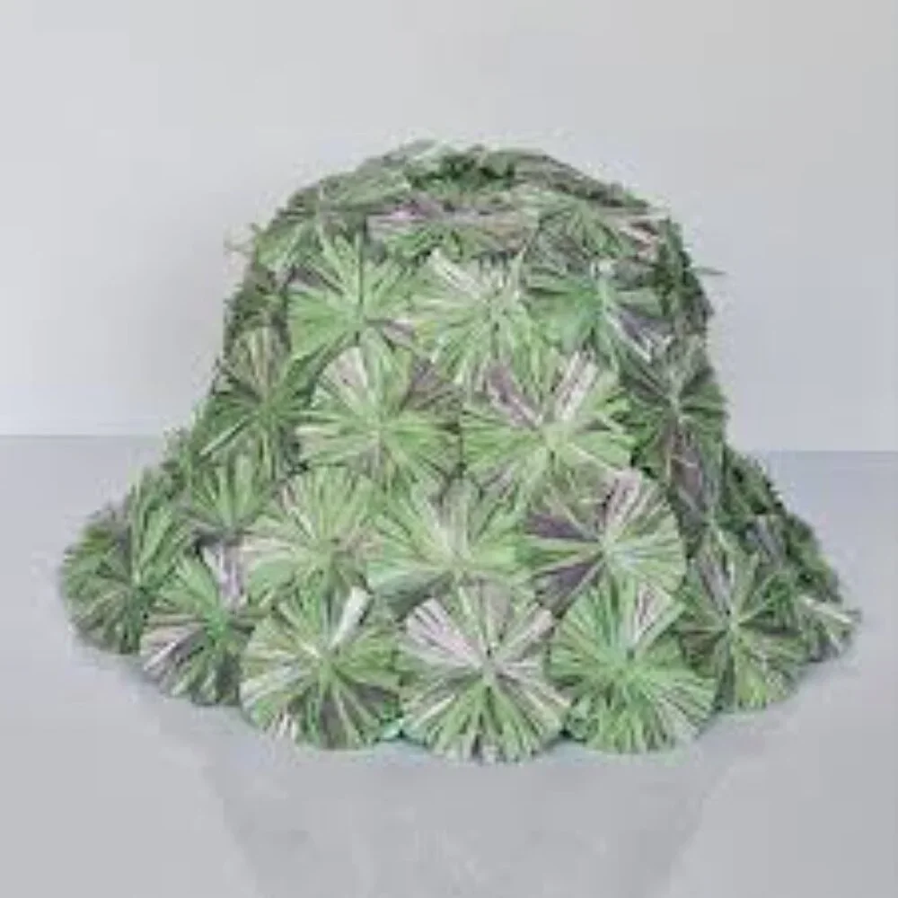 NWT Lele Sadoughi Straw Confetti Green Bucket Sun Vacation Hat - Picture 4 of 5